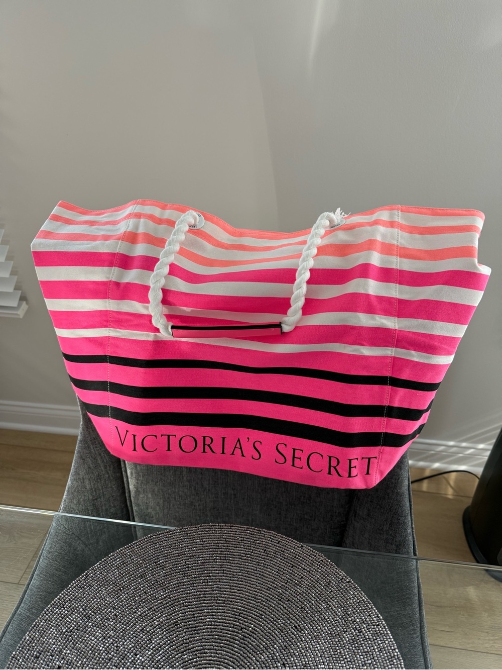 Victoria’s Secret Large Tote Bag Bundle Pink & Black 2 Pc